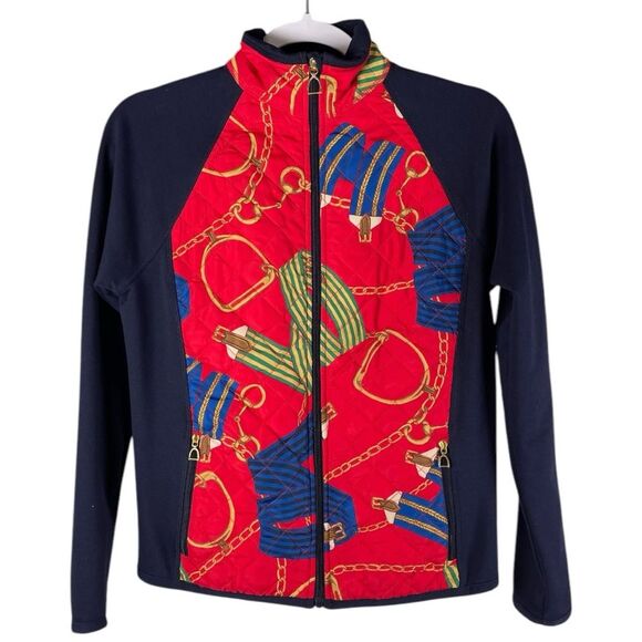 Lauren Ralph Lauren Active Red Navy Equestrian Quilted Jacket Women’s Size Small - Picture 1 of 7